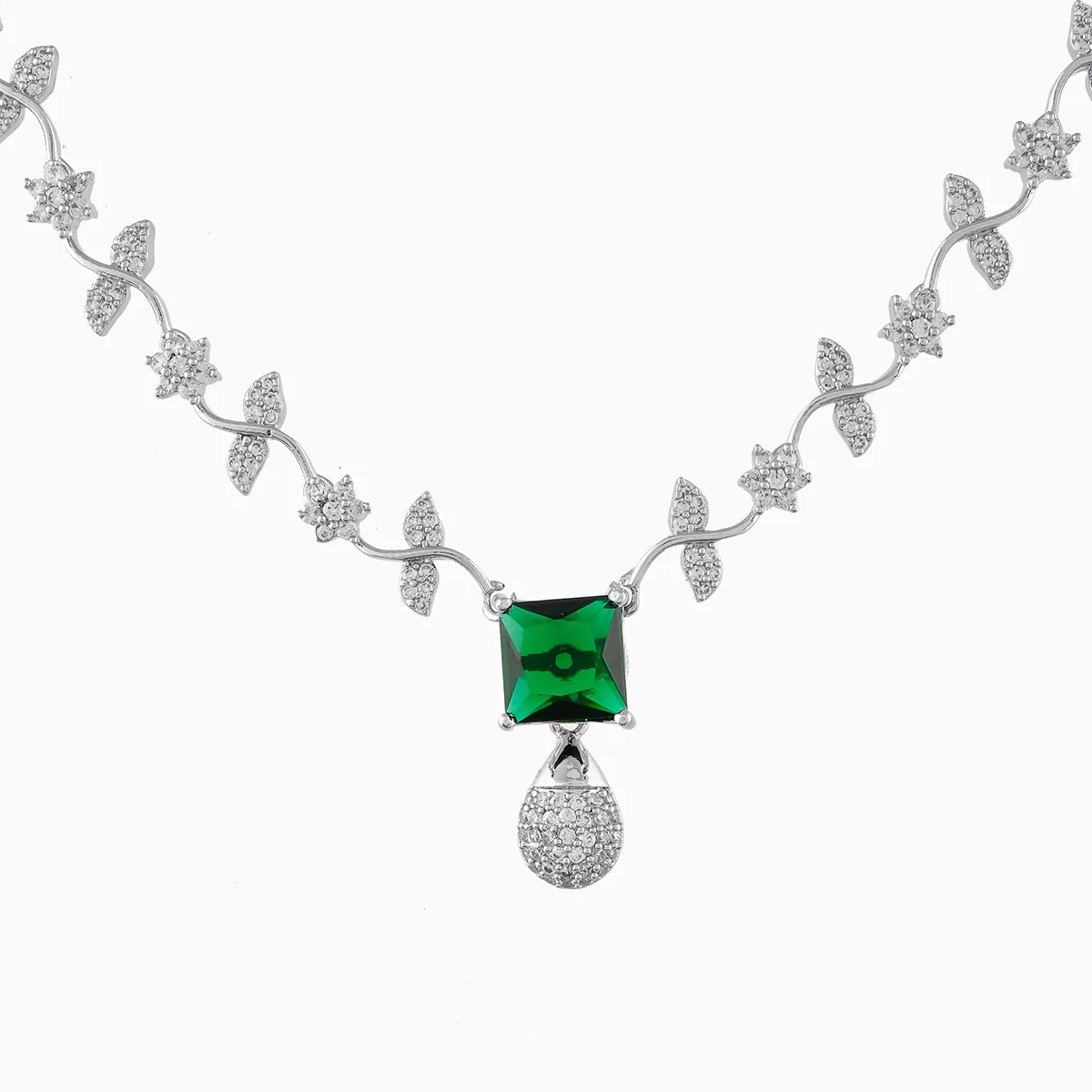 Sparkling Elegance Green and White CZ Jewellery Set - Image 5