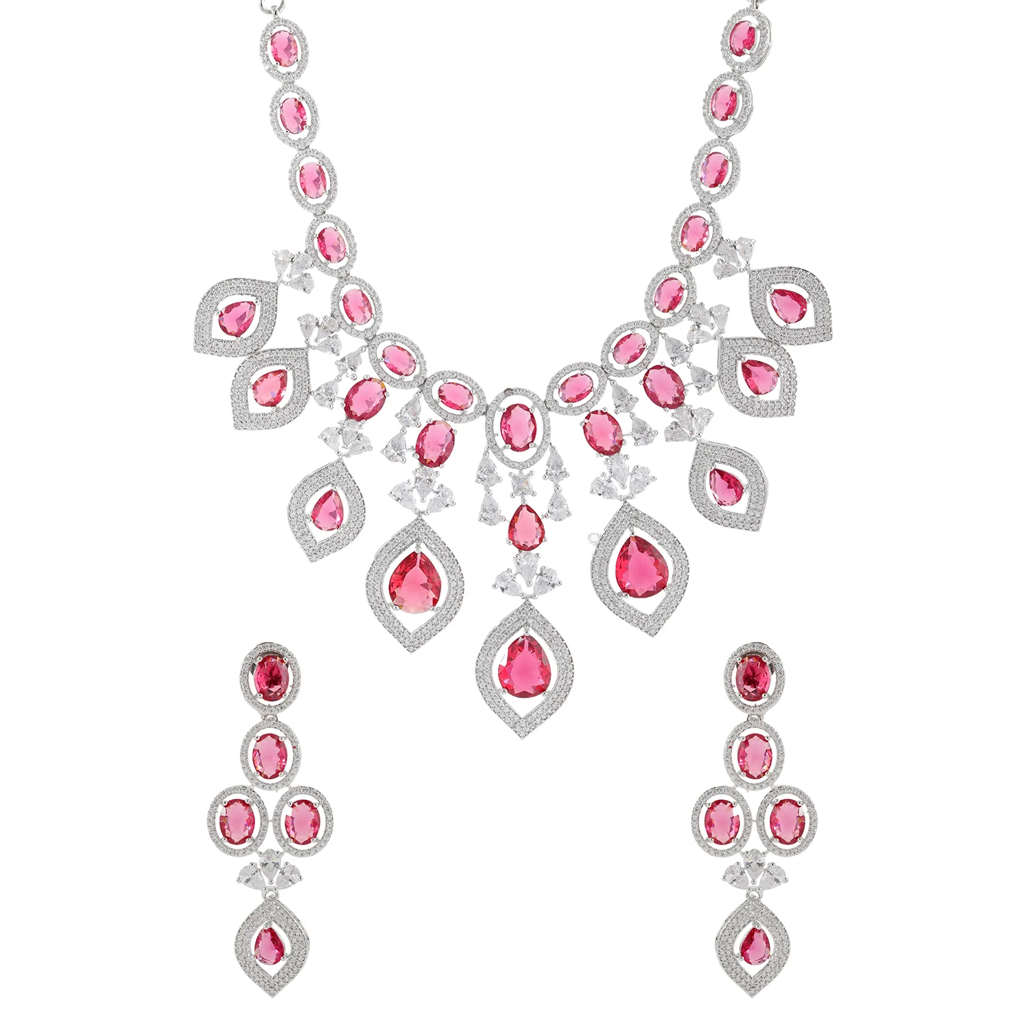 Sparkling Elegance Haseena-E-Ruby Royal Necklace Set - Image 3
