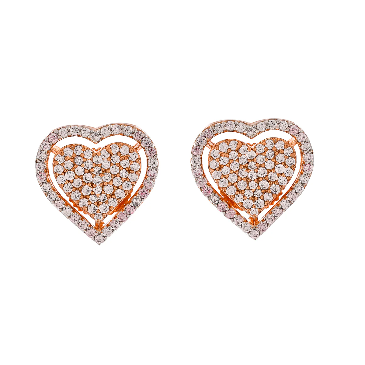 Sparkling Elegance Hearts CZ Stud Earrings - Image 3