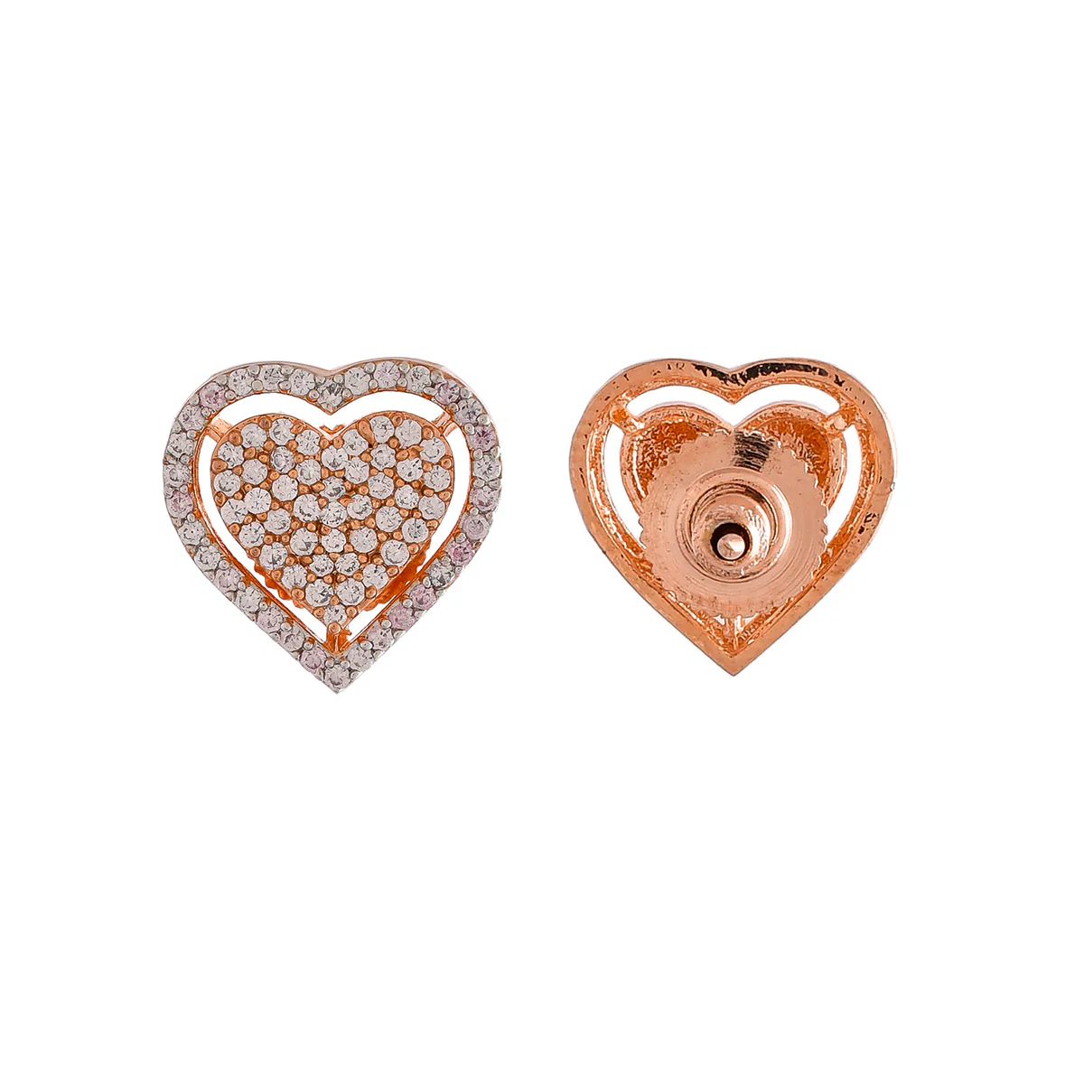 Sparkling Elegance Hearts CZ Stud Earrings - Image 5