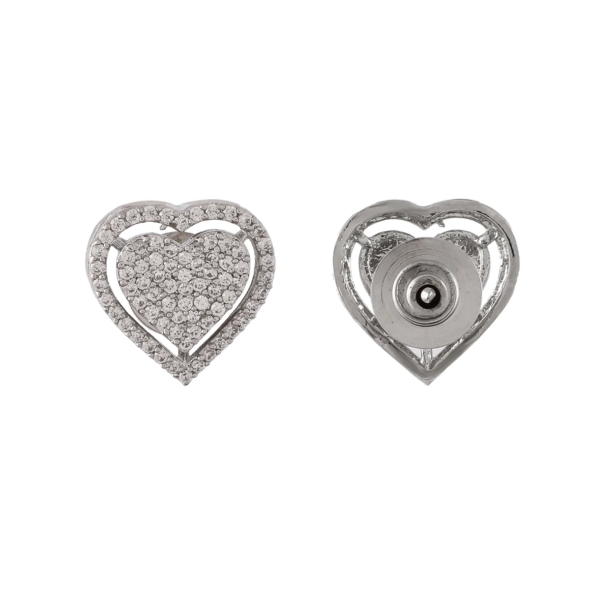 Sparkling Elegance Hearts CZ Stud Earrings - Image 5