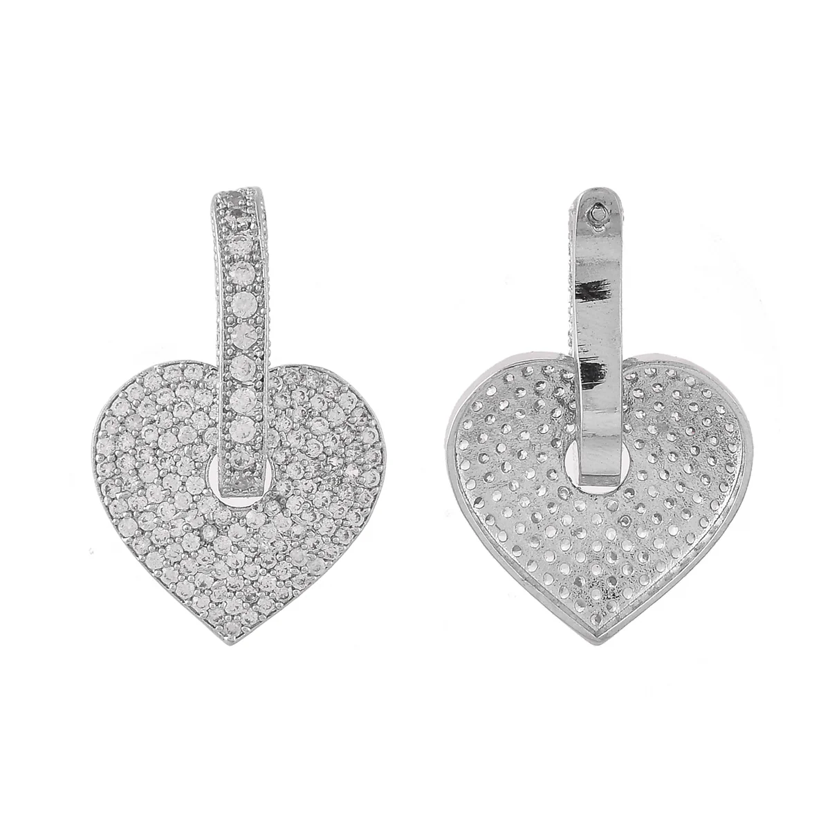 Sparkling Elegance Hearts Round Cut CZ Huggie Earrings - Image 3