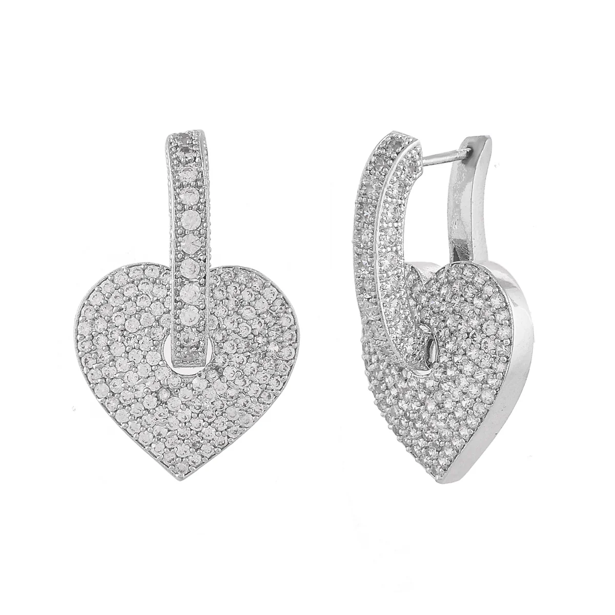 Sparkling Elegance Hearts Round Cut CZ Huggie Earrings - Image 4