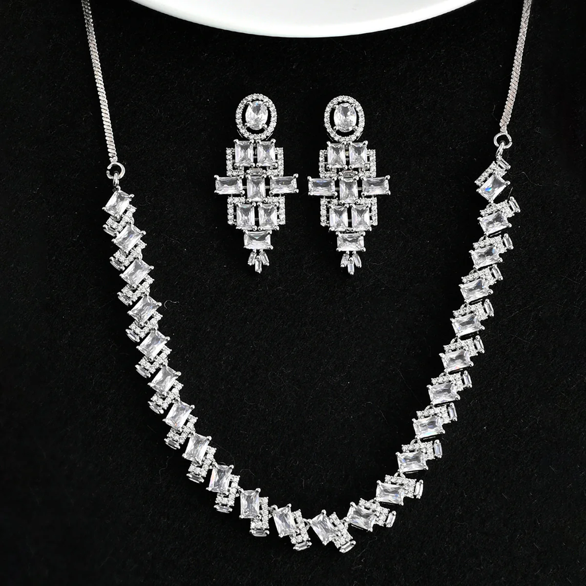 Sparkling Elegance Heavy Embellished CZ Jewellery Set | Voylla