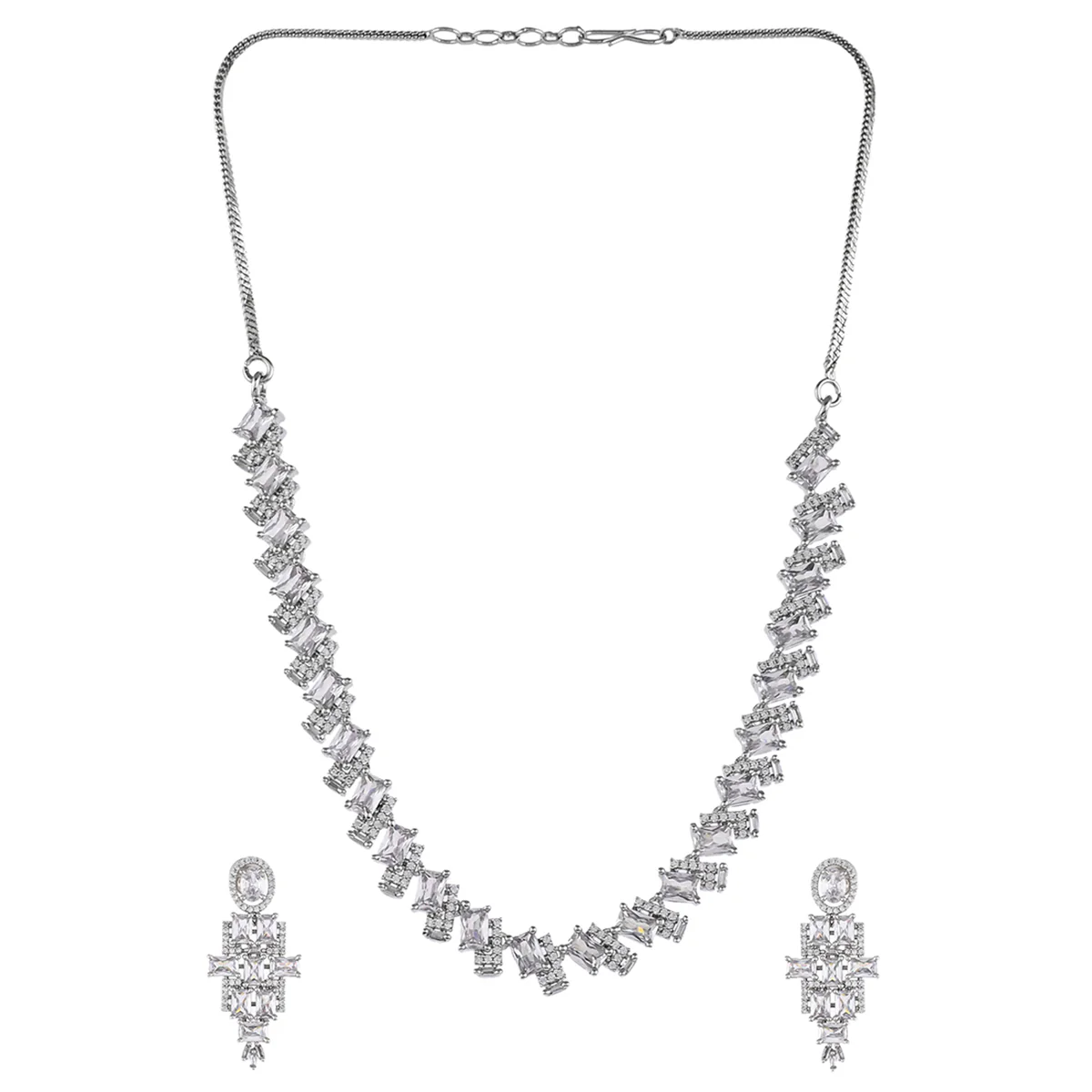 Sparkling Elegance Heavy Embellished CZ Jewellery Set | Voylla - Image 3