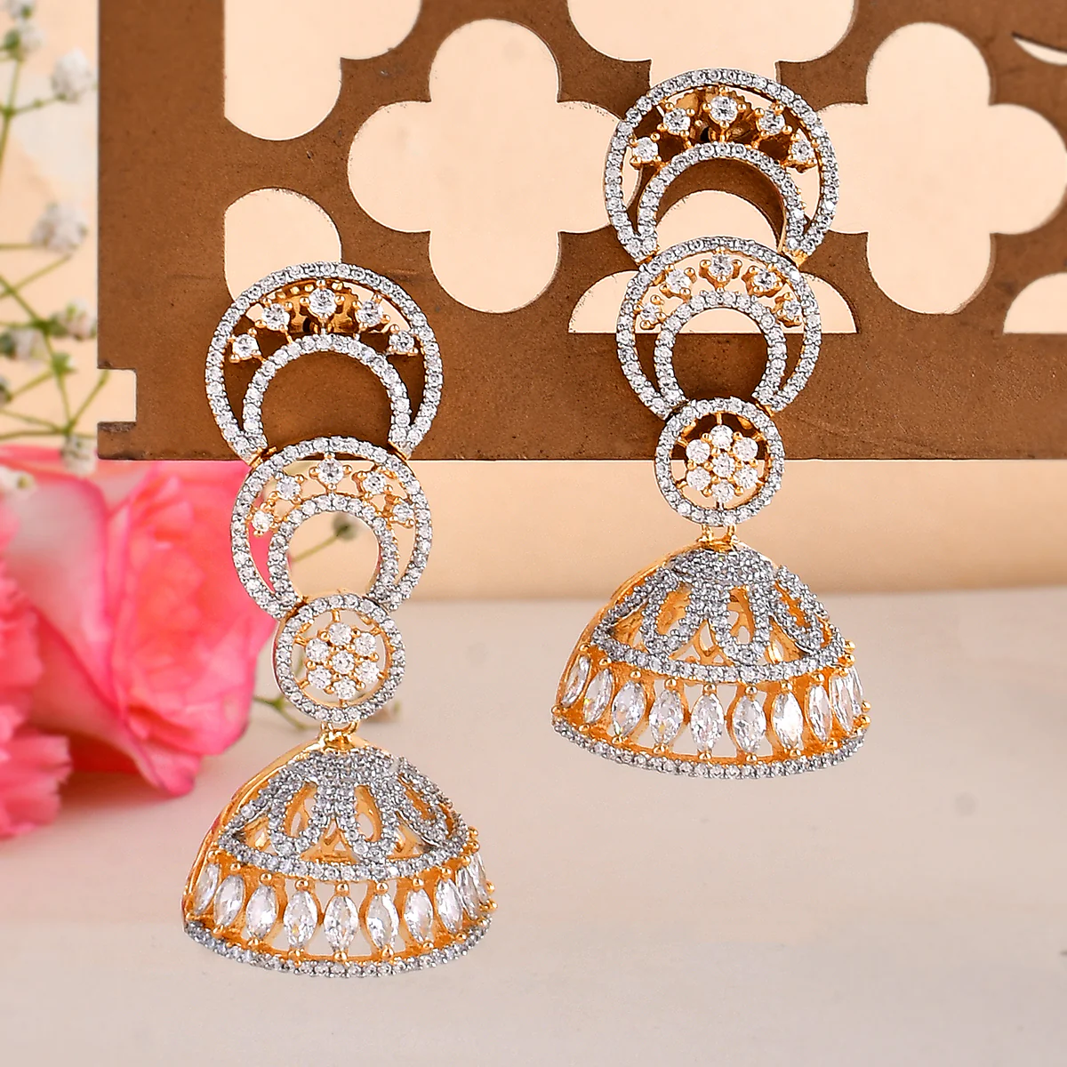 Sparkling Elegance Heavily Embellished Jhumki Earrings