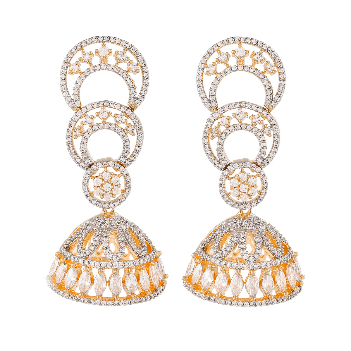 Sparkling Elegance Heavily Embellished Jhumki Earrings - Image 3