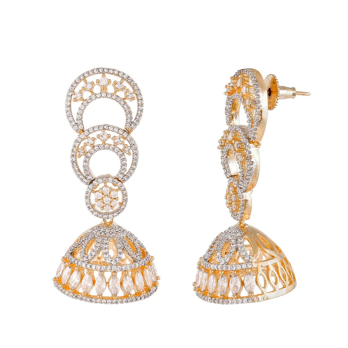 Sparkling Elegance Heavily Embellished Jhumki Earrings - Image 4