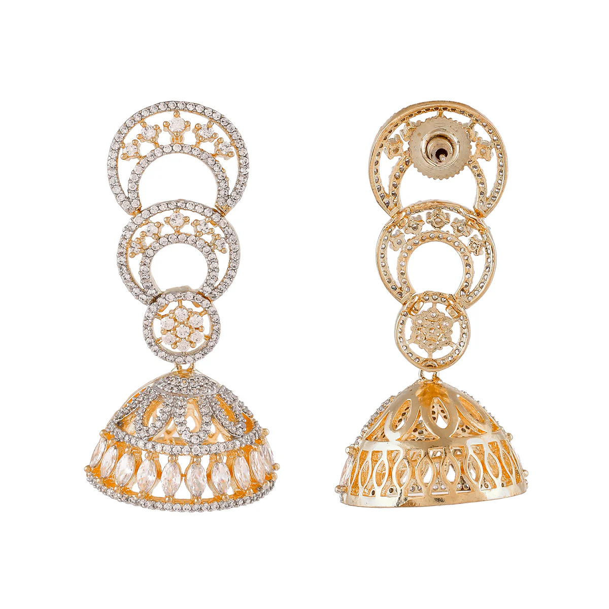 Sparkling Elegance Heavily Embellished Jhumki Earrings - Image 5