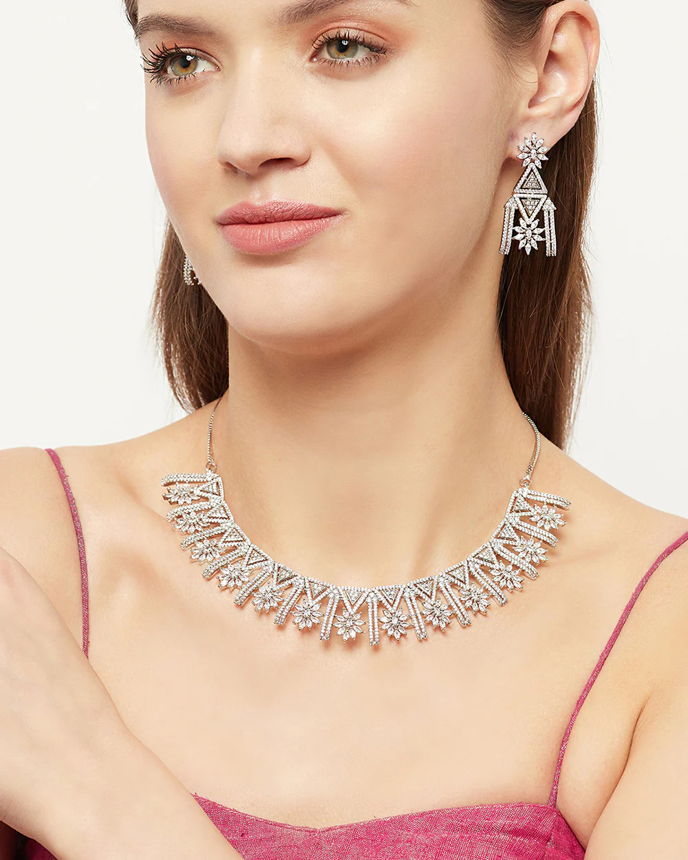 Sparkling Elegance Heavily Embellished Necklace Set - Image 2