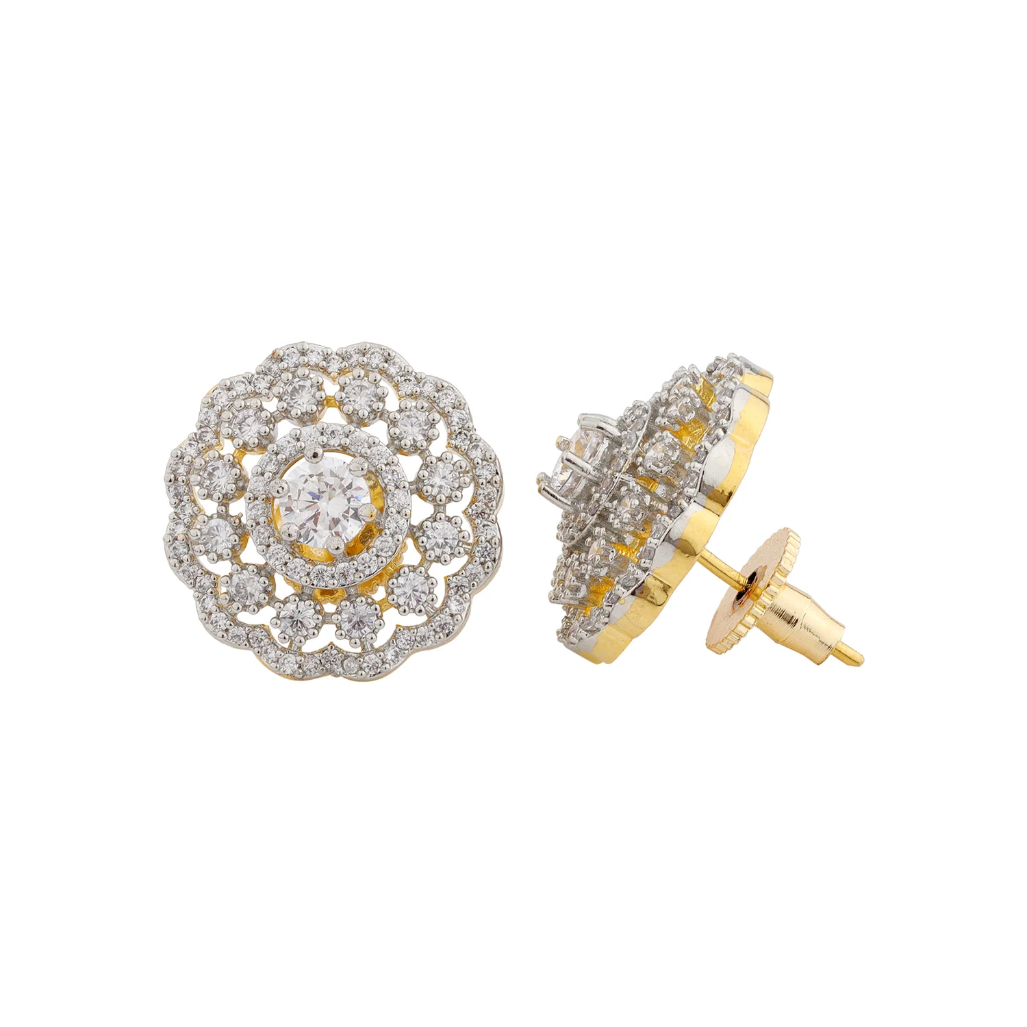 Sparkling Elegance Heritage American Diamond Stud Earrings - Image 3