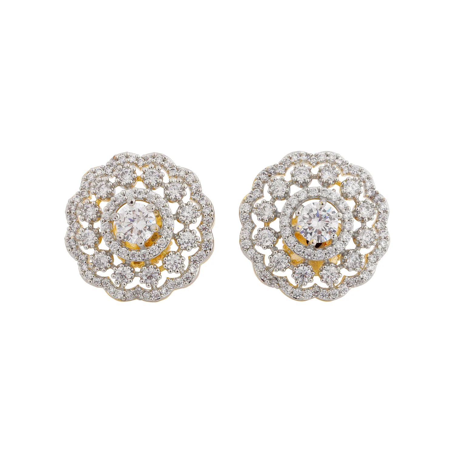 Sparkling Elegance Heritage American Diamond Stud Earrings - Image 4