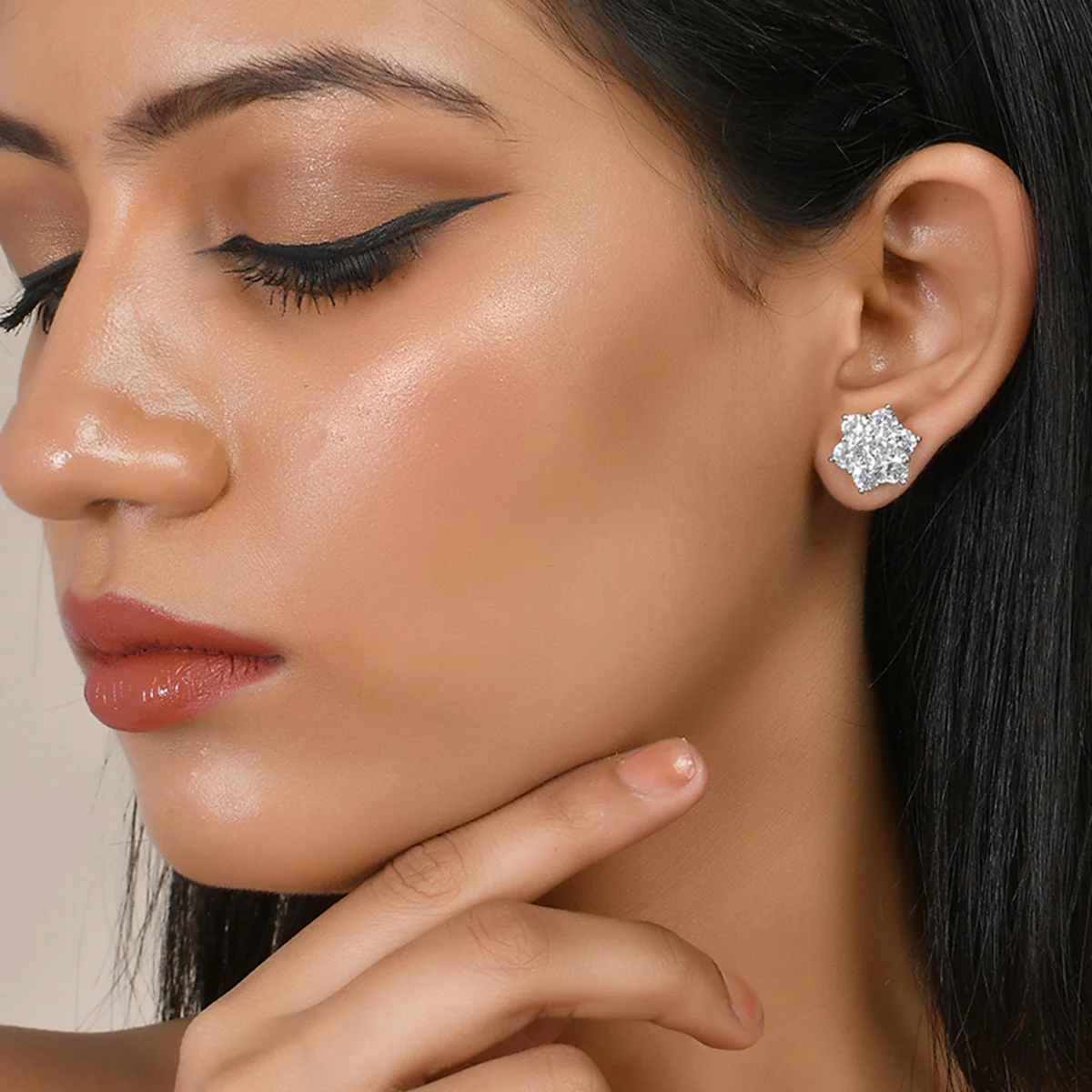 Sparkling Elegance Hexagonal Cz Studded Earrings - Image 2