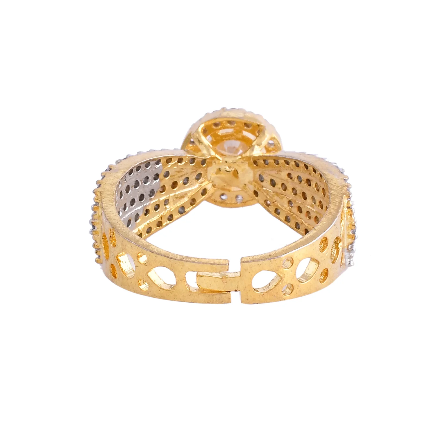 Sparkling Elegance Infinite Glow Gold Solitaire American Diamond Ring - Image 5