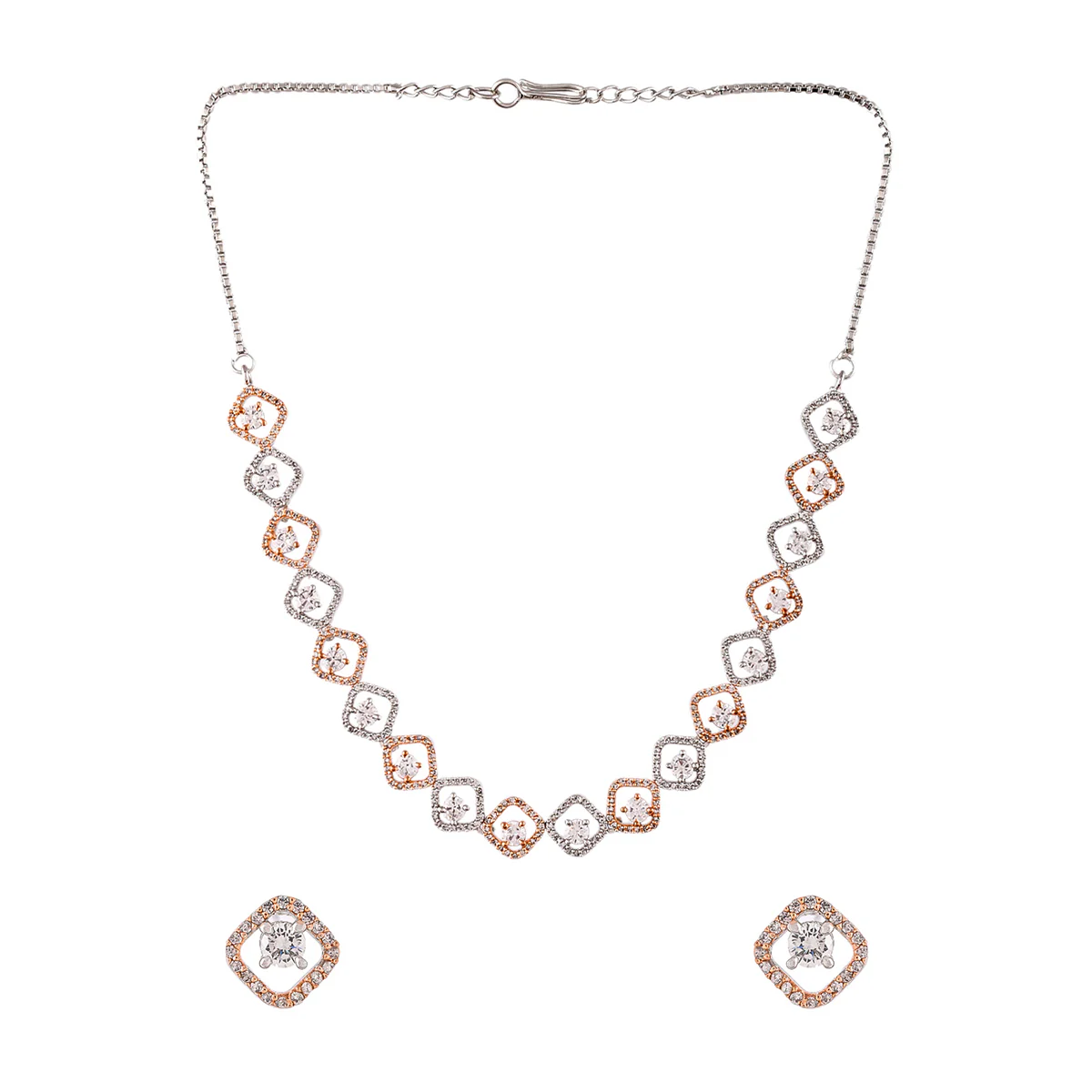Sparkling Elegance Interlinked Rectangles CZ Jewellery Set - Image 4
