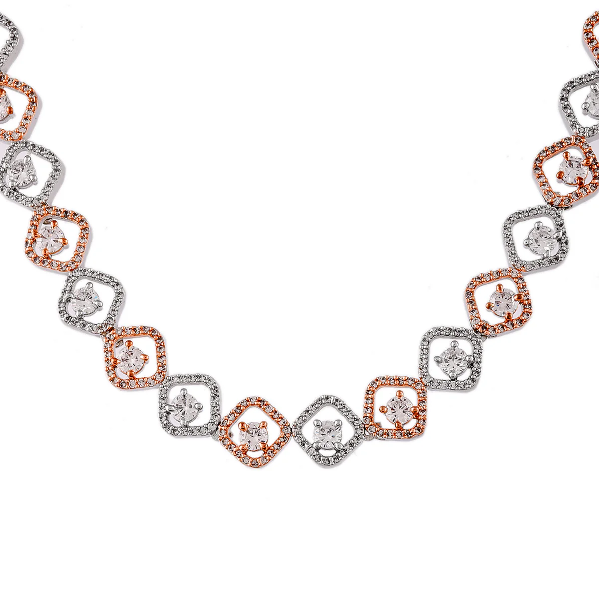 Sparkling Elegance Interlinked Rectangles CZ Jewellery Set - Image 5