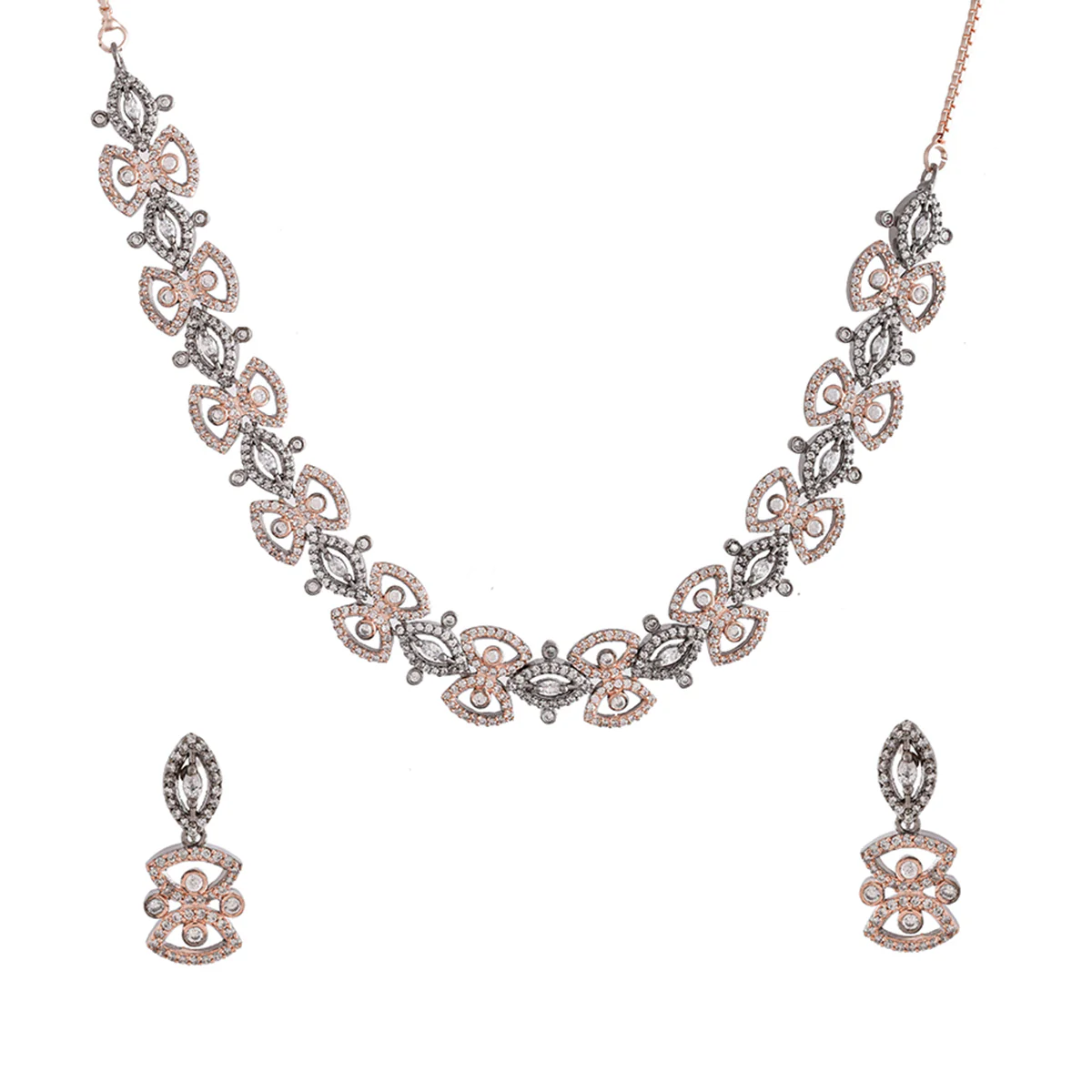 Sparkling Elegance Interlinked Triangles CZ Jewellery Set - Image 3