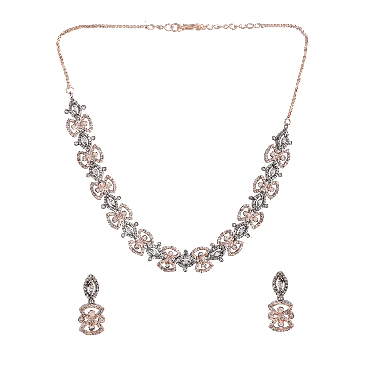 Sparkling Elegance Interlinked Triangles CZ Jewellery Set - Image 4