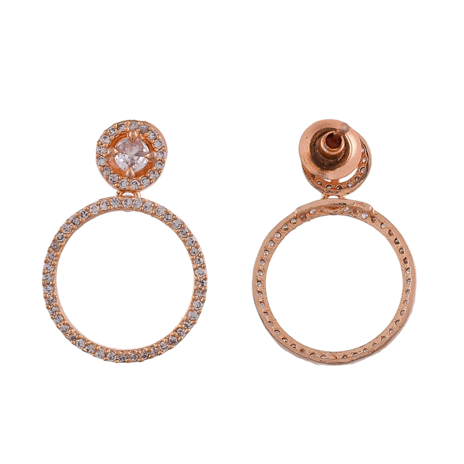 Sparkling Elegance Layered Circles Cz Earrings - Image 5