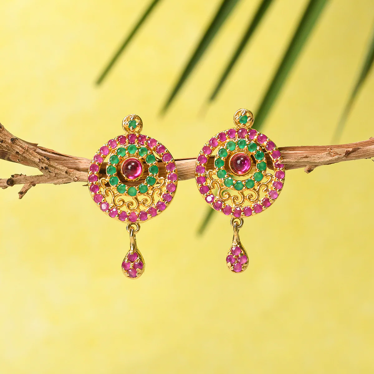 Sparkling Elegance Layered Circles Zircons Adorned Brass Gold Plated Earrings