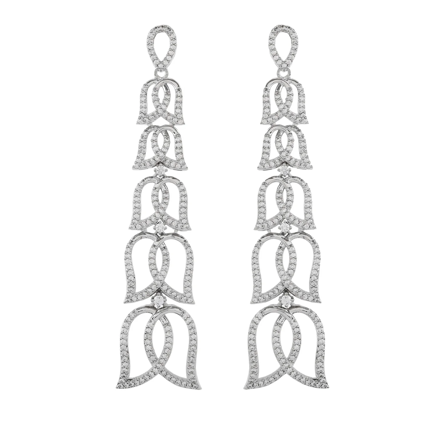 Sparkling Elegance Lotus Dangler American Diamond Earrings - Image 4