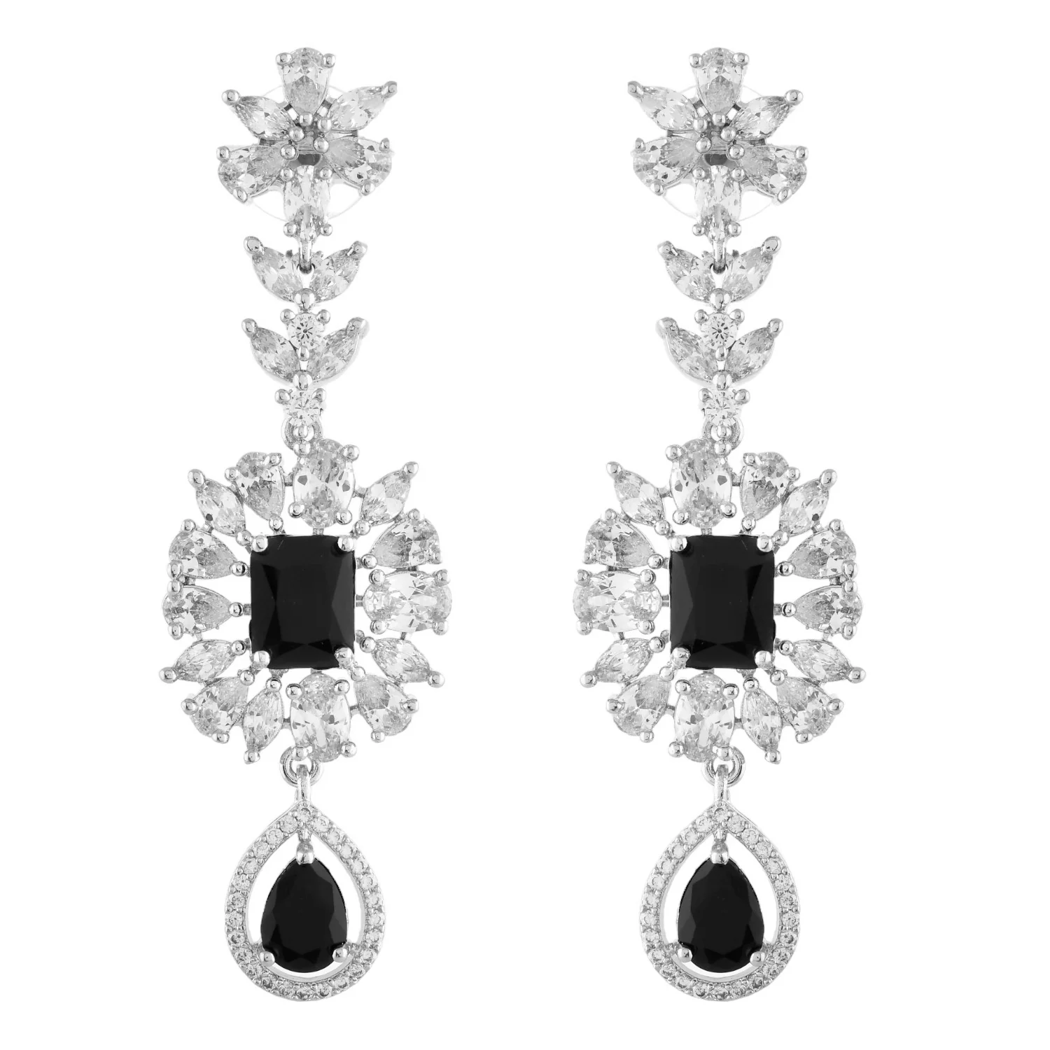 Sparkling Elegance Luminous Black American Diamond Necklace Set - Image 6