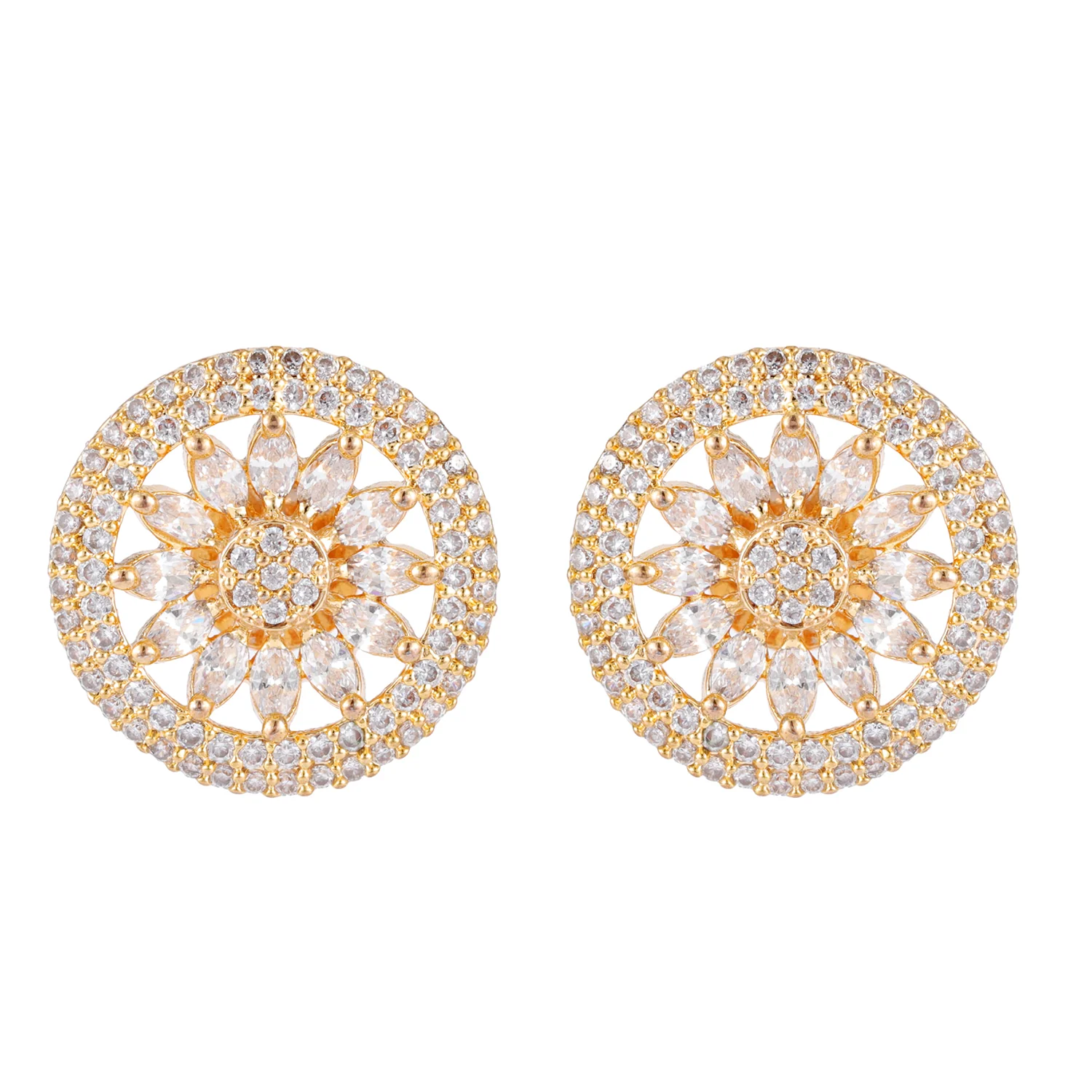 Sparkling Elegance Marigold American Diamond Earrings - Image 4