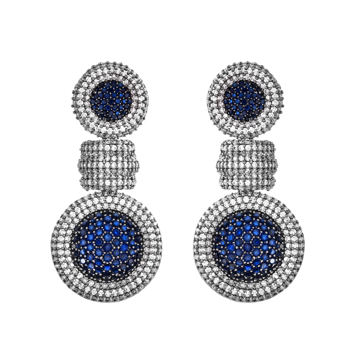 Sparkling Elegance Midnight Blue American Diamond Earrings - Image 4