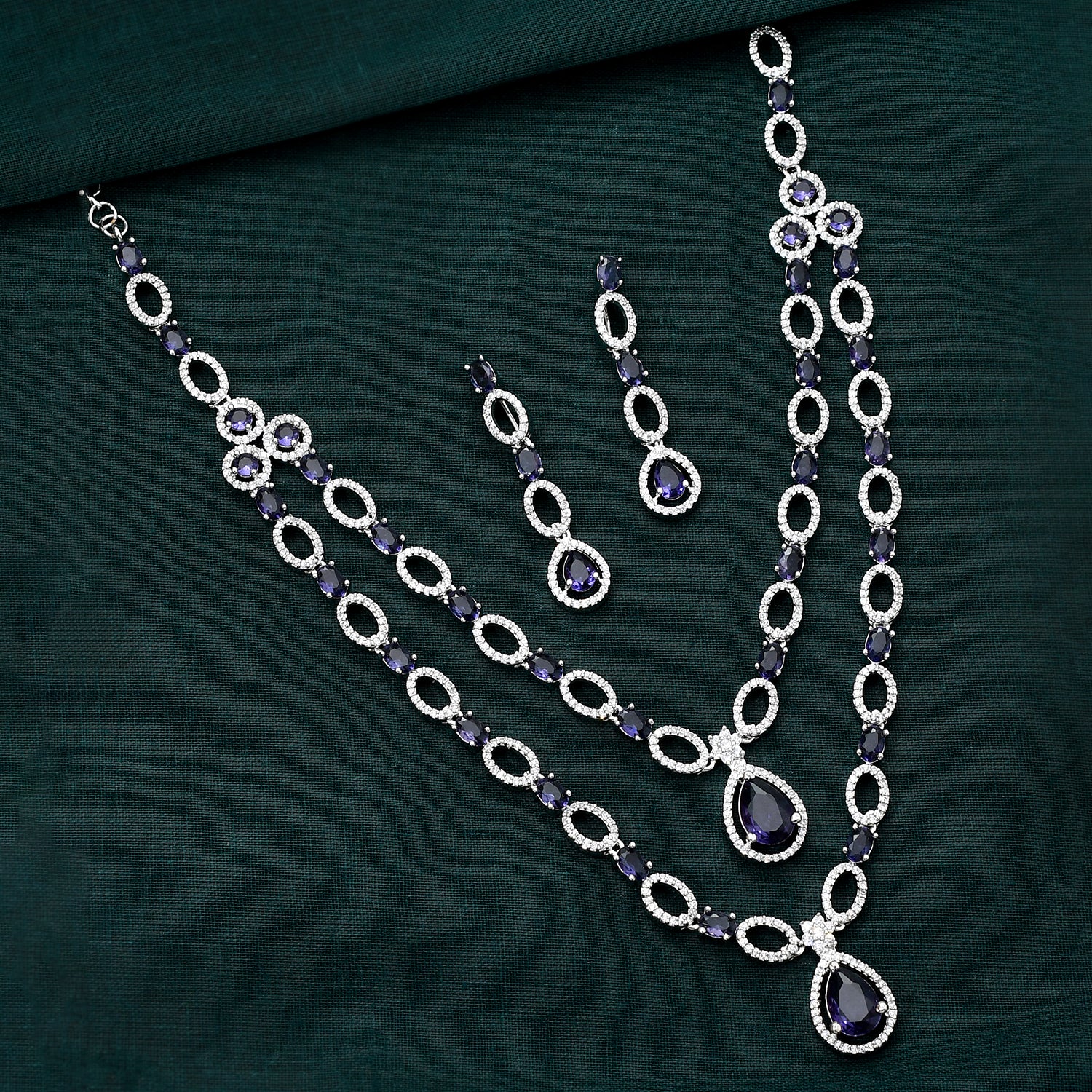 Sparkling Elegance Modern Royalty Layered American Diamond Necklace Set