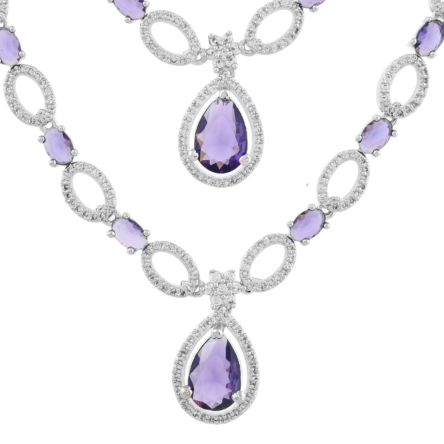 Sparkling Elegance Modern Royalty Layered American Diamond Necklace Set - Image 5