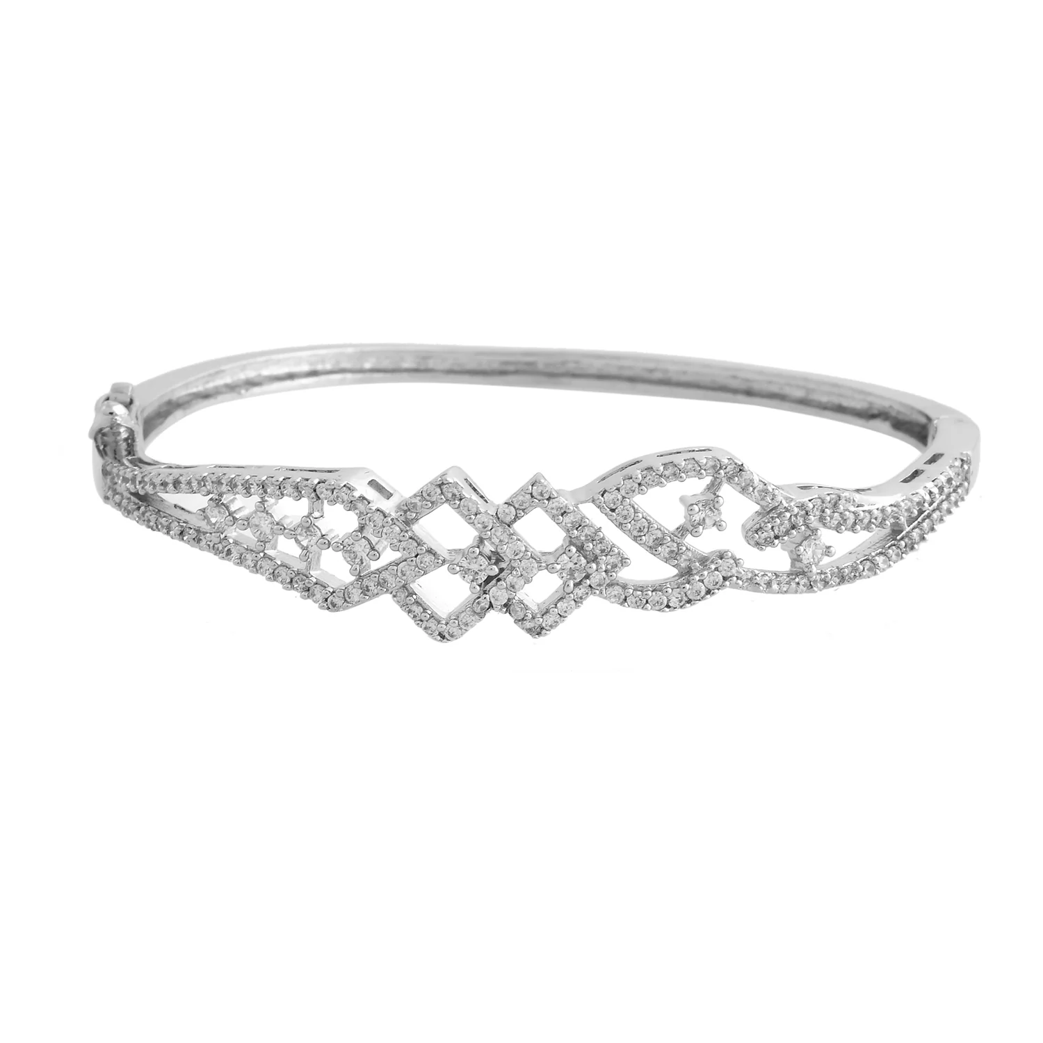 Sparkling Elegance Moonlit Mesh American Diamond Bracelet - Image 3