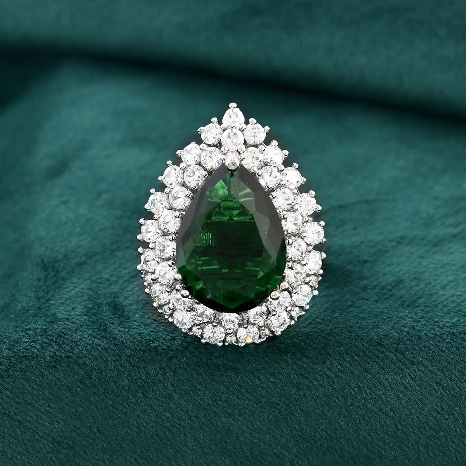 Sparkling Elegance Moonlit Shine Solitaire American Diamond Ring