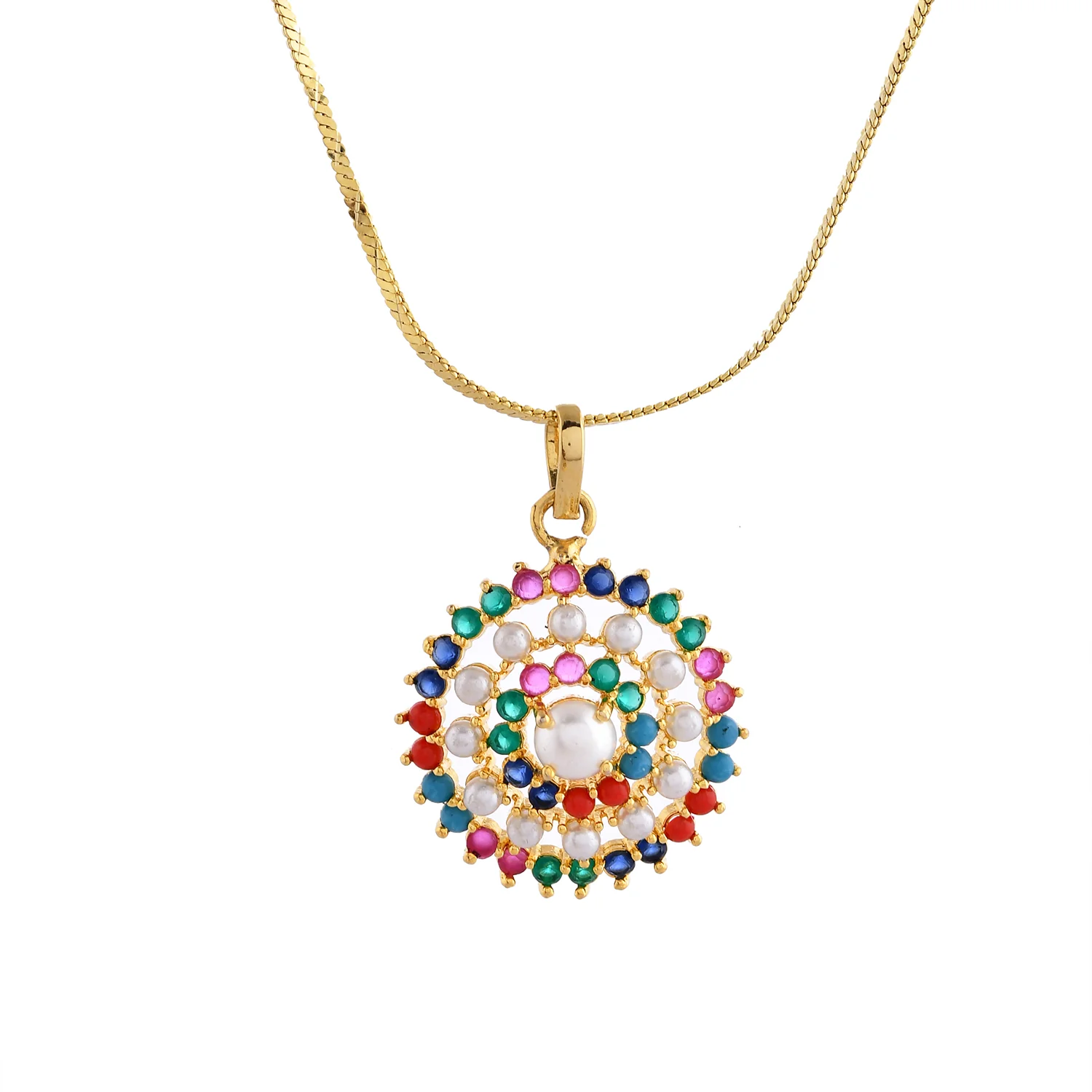 Sparkling Elegance Multicolor Bloom Pendant Set - Image 5