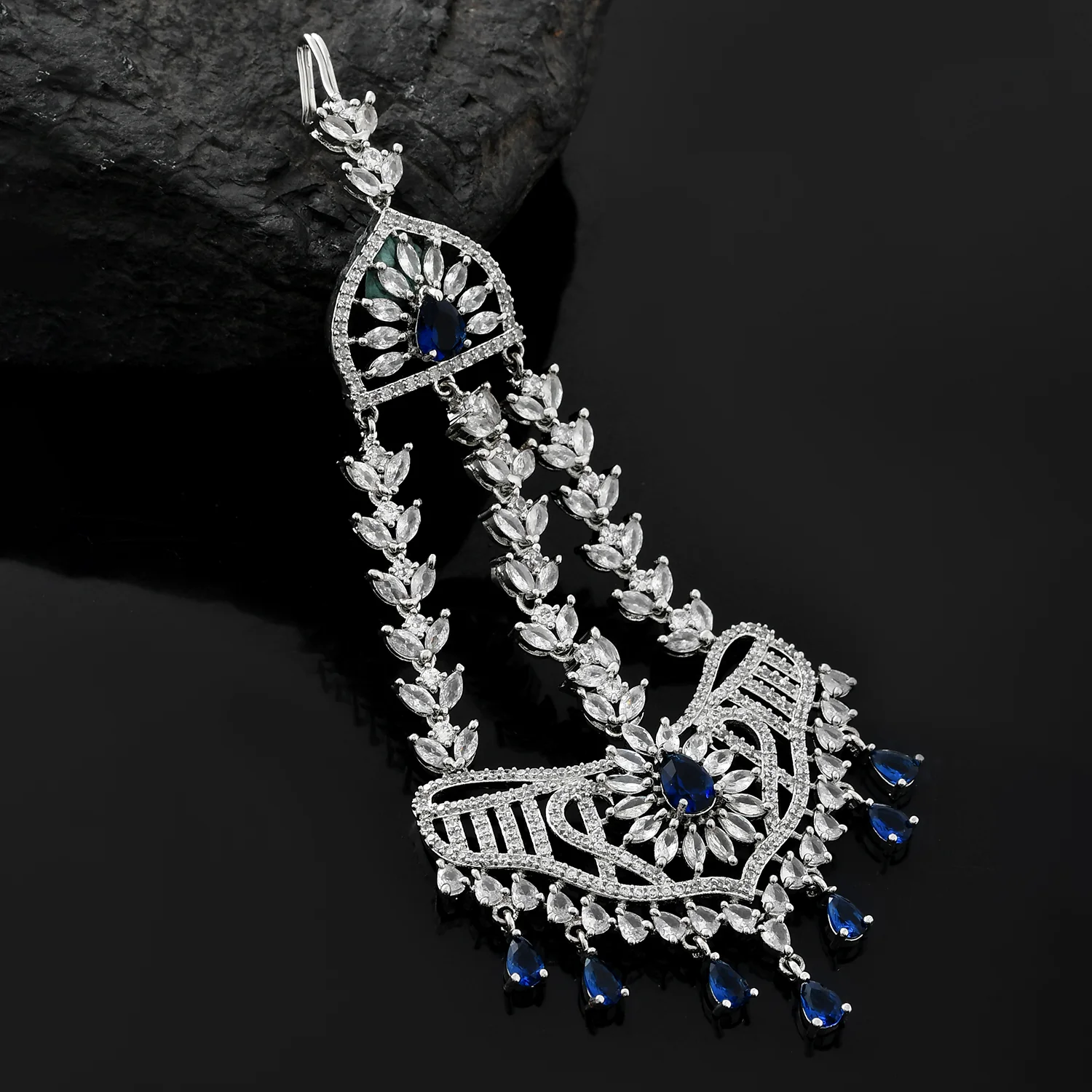 Sparkling Elegance Noor-E-Afreen American Diamond Passa Maang Tikka