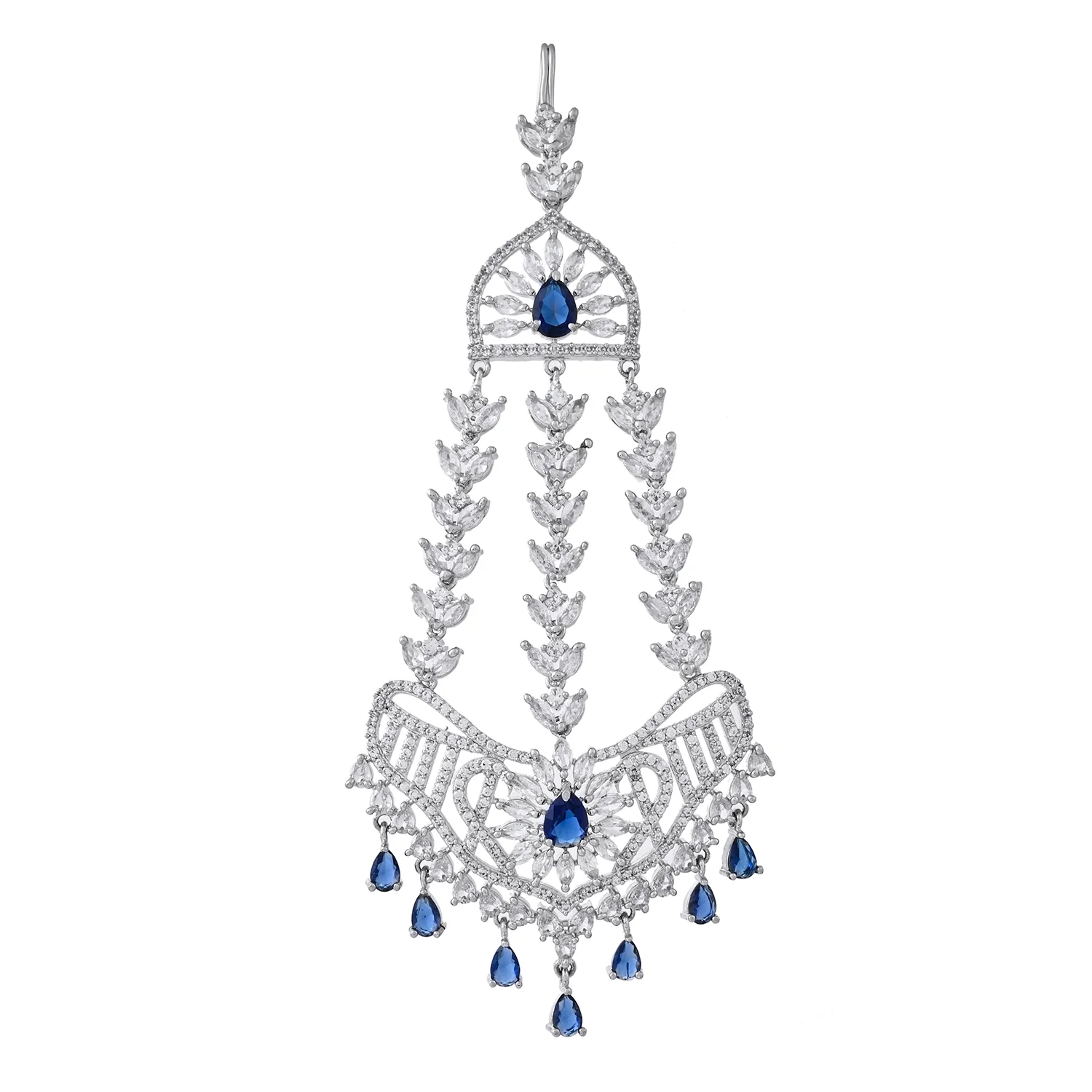 Sparkling Elegance Noor-E-Afreen American Diamond Passa Maang Tikka - Image 3