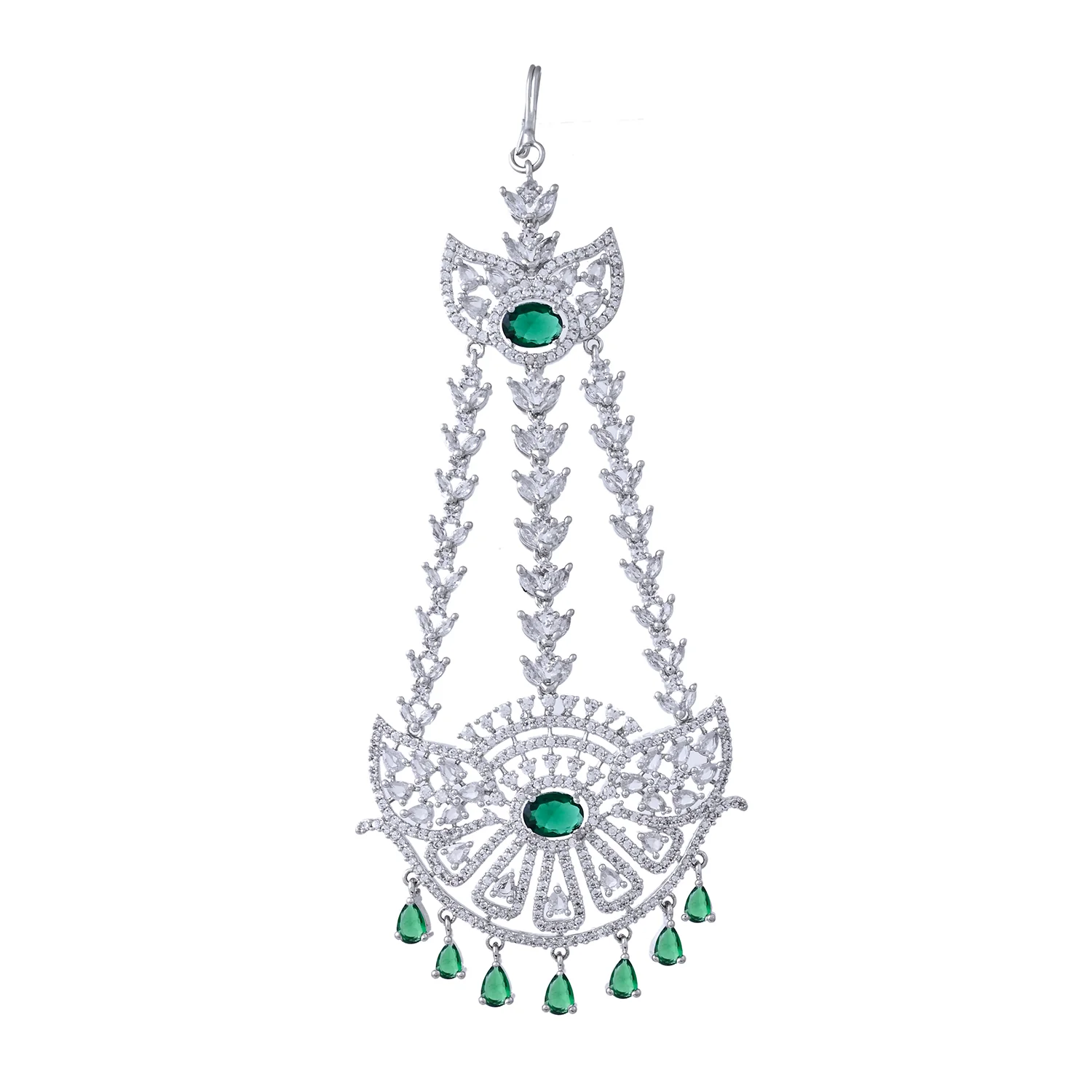 Sparkling Elegance Noor-E-Zevar American Diamond Passa Maang Tikka - Image 3