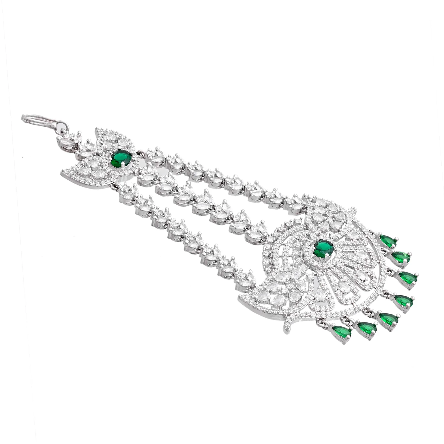 Sparkling Elegance Noor-E-Zevar American Diamond Passa Maang Tikka - Image 5