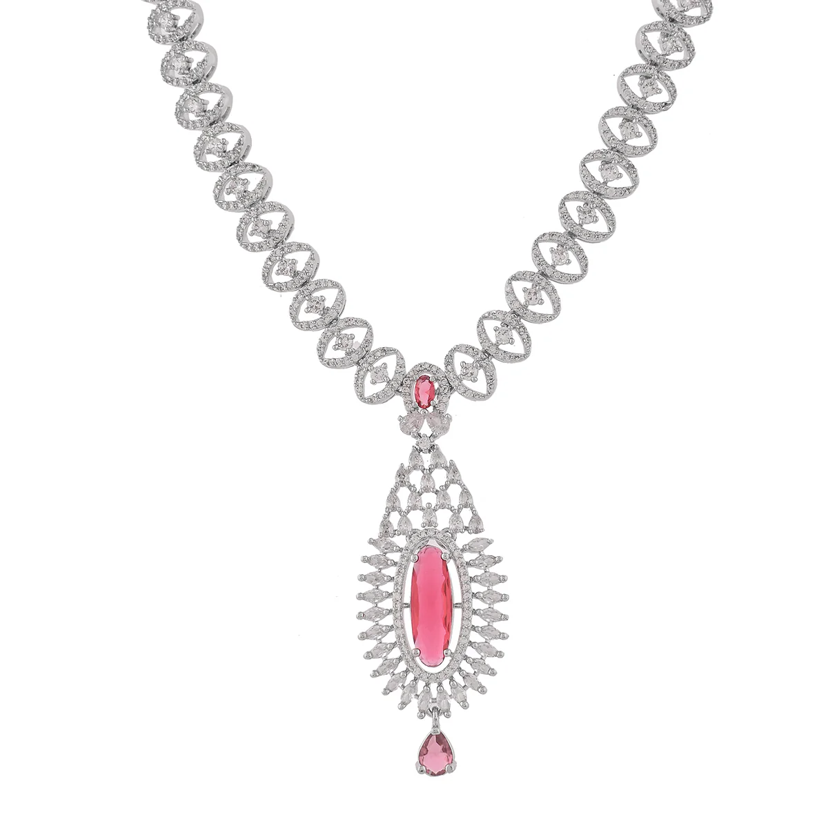 Sparkling Elegance Opulent Oval and Round Cut CZ Jewellery Set - Image 4