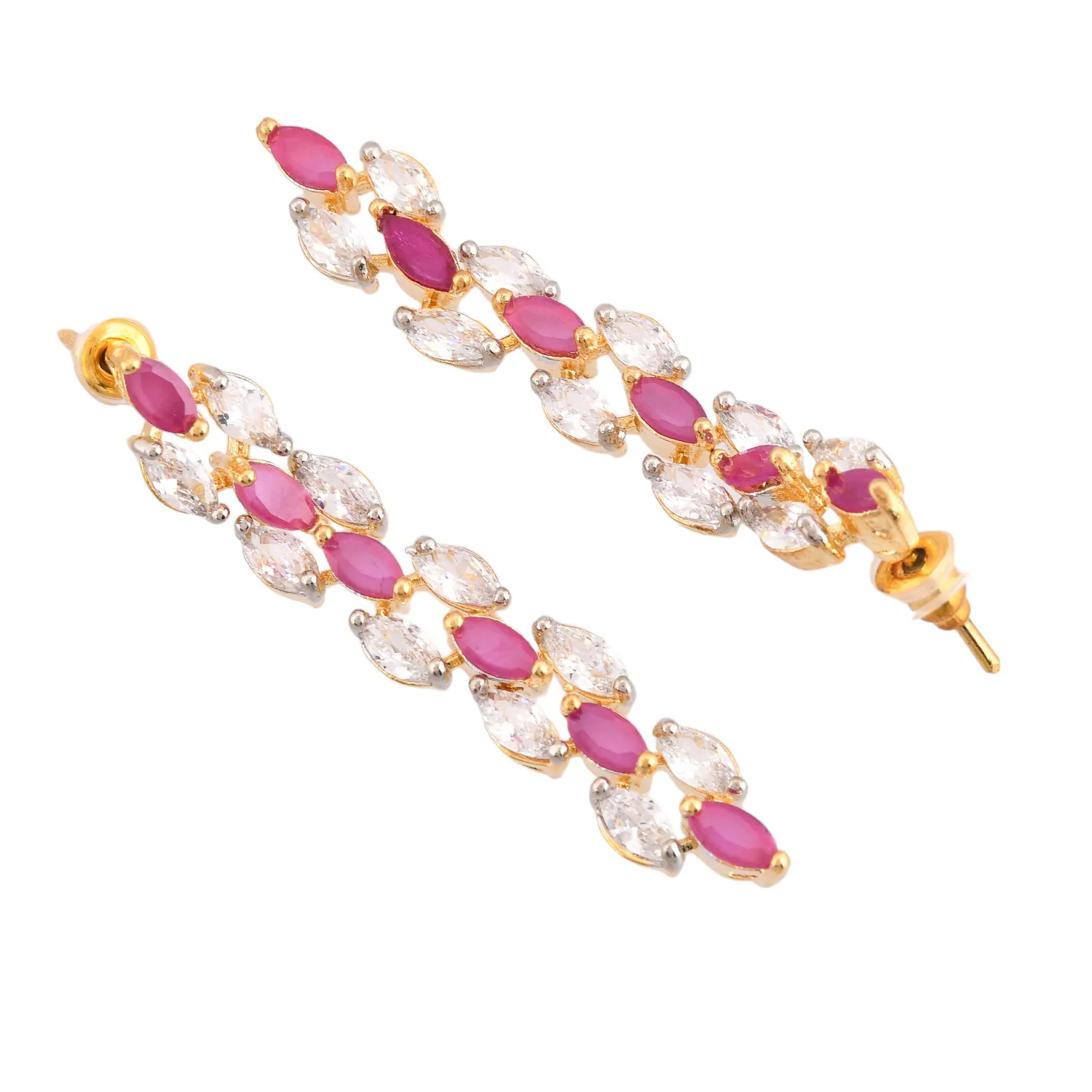 Sparkling Elegance Opulent Pink American Diamond Necklace Set - Image 7