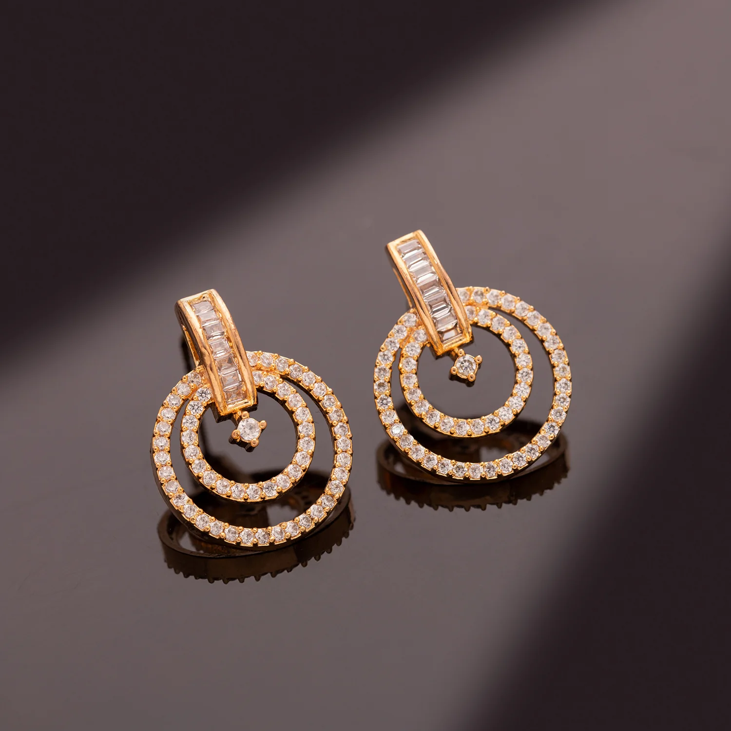 Sparkling Elegance Orbit Glow American Diamond Earrings