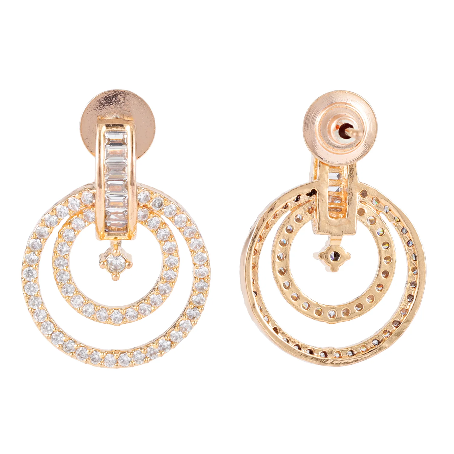 Sparkling Elegance Orbit Glow American Diamond Earrings - Image 5