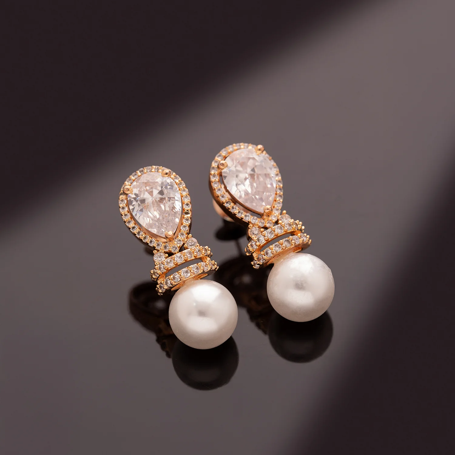 Sparkling Elegance Pearlaire American Diamond Earrings