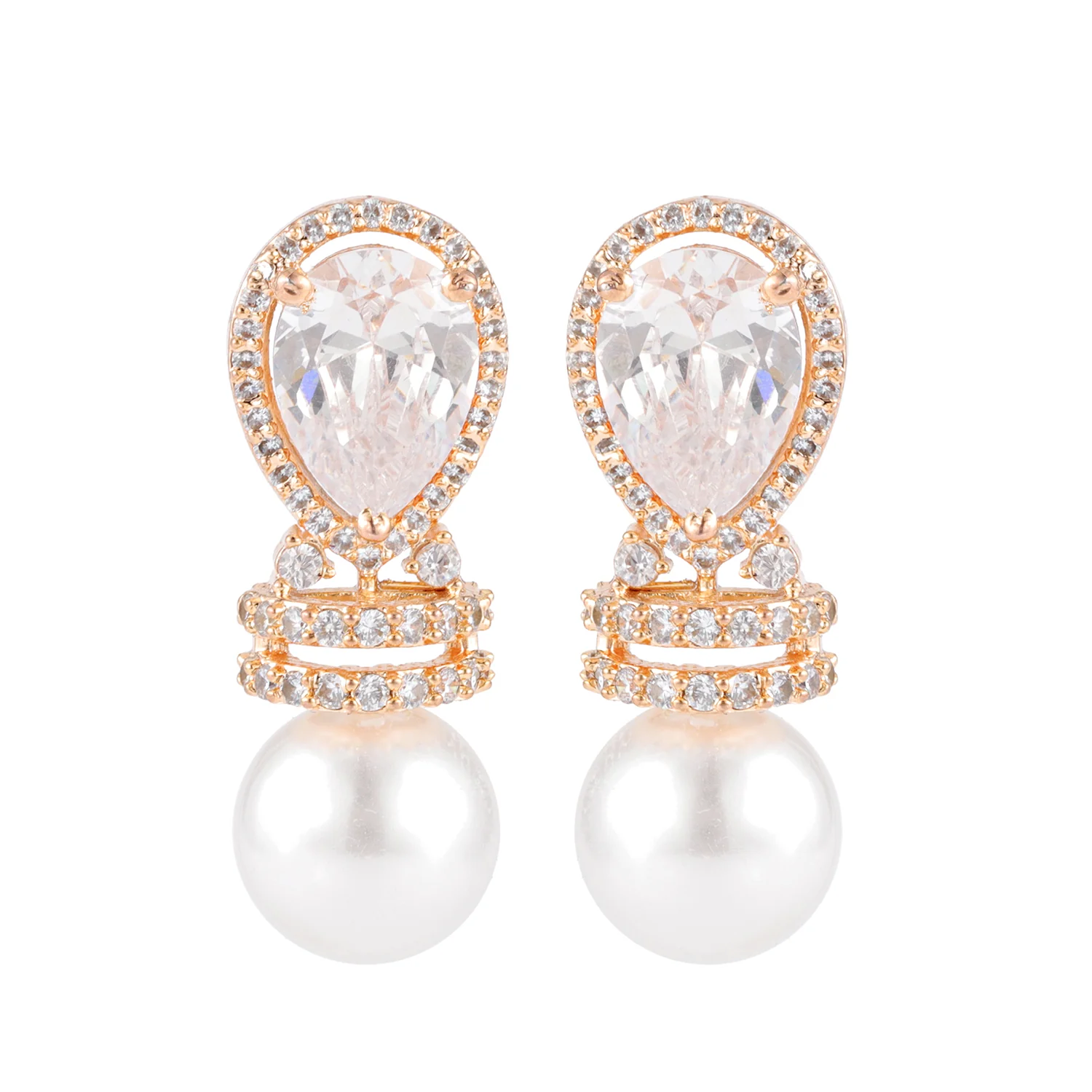 Sparkling Elegance Pearlaire American Diamond Earrings - Image 4