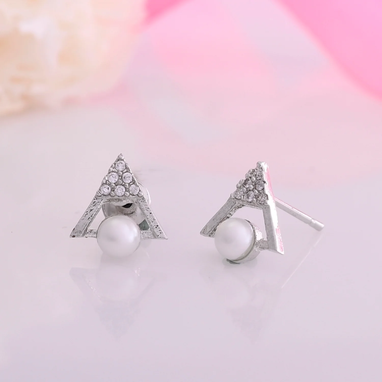 Sparkling Elegance Pearls And Cz Stud Earrings
