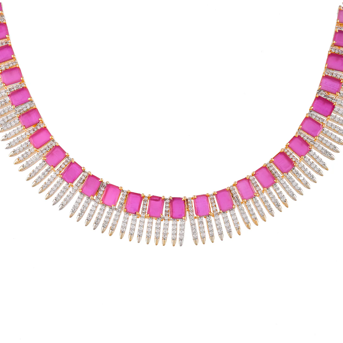 Sparkling Elegance Pink and White CZ Jewellery Set - Image 5