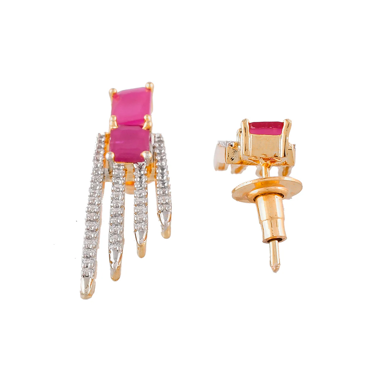Sparkling Elegance Pink and White CZ Jewellery Set - Image 6