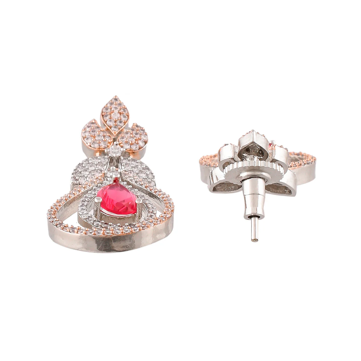 Sparkling Elegance Pink and White Teardrop Cut CZ Jewellery Set - Image 6