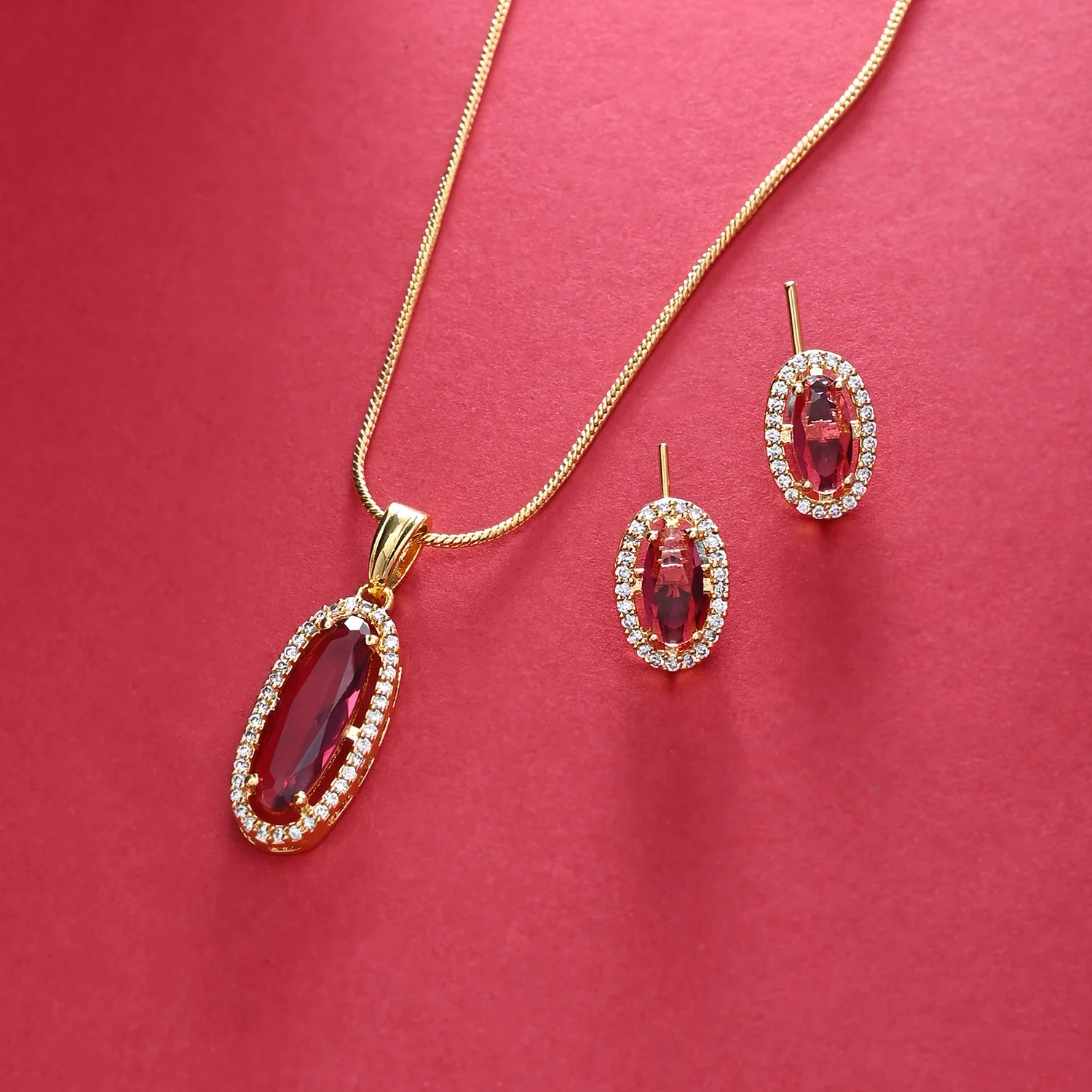 Sparkling Elegance Pink Azure Radiance Pendant Set