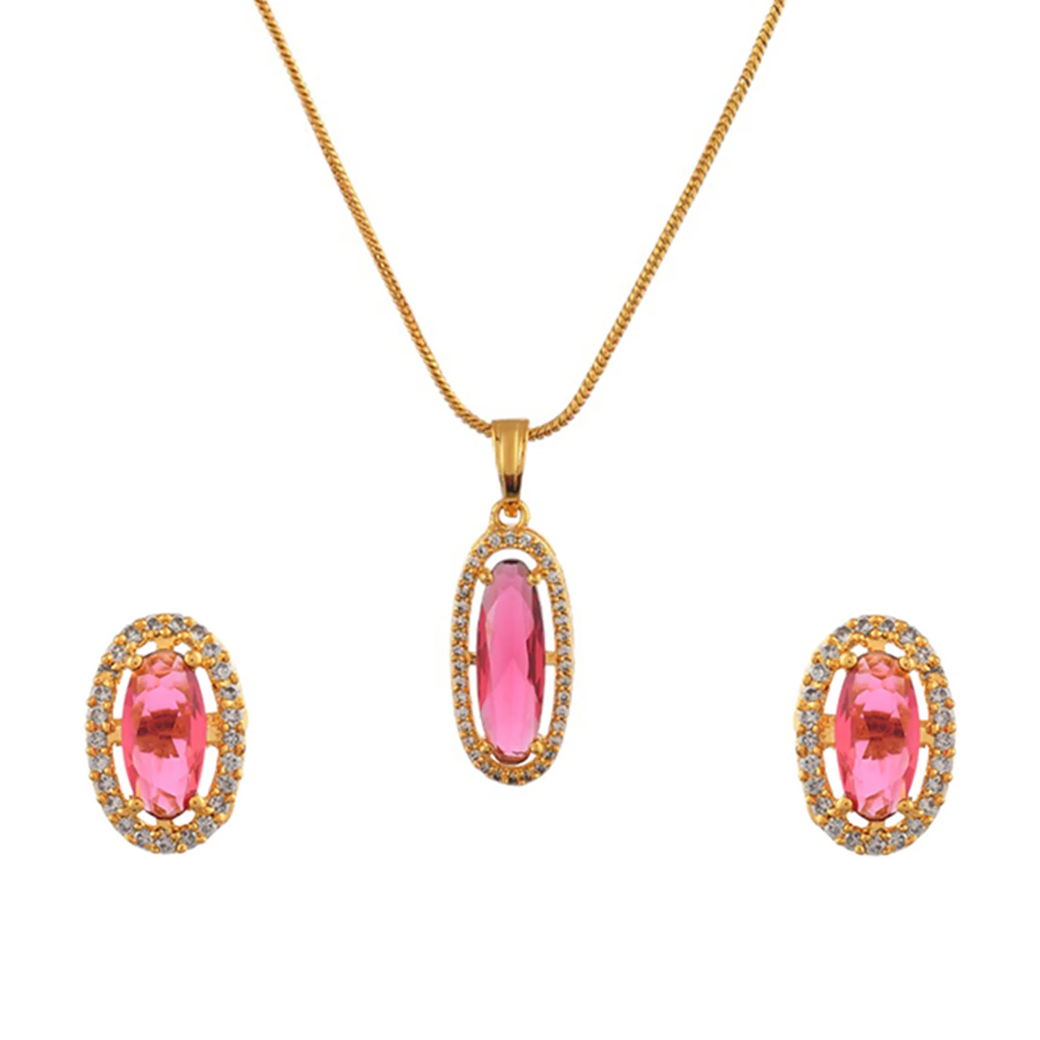 Sparkling Elegance Pink Azure Radiance Pendant Set - Image 3