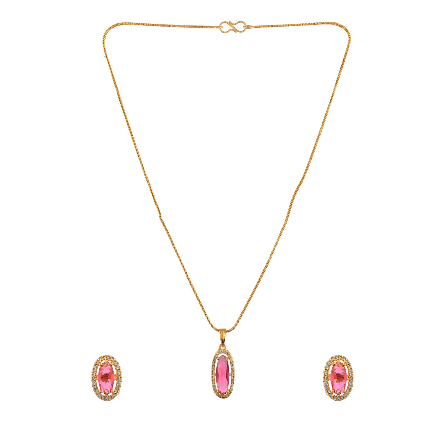 Sparkling Elegance Pink Azure Radiance Pendant Set - Image 5
